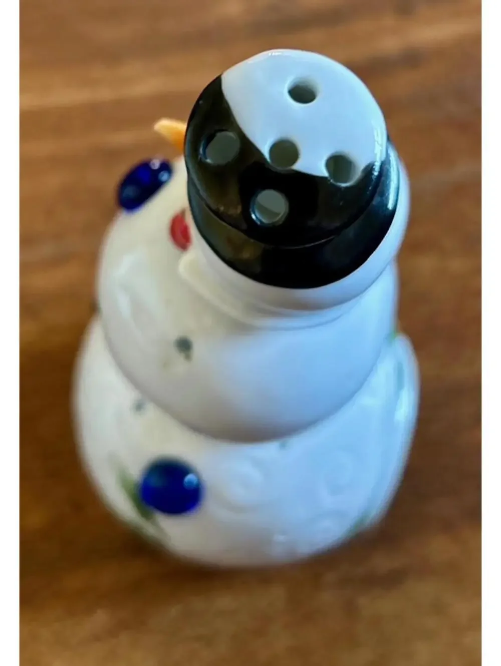 Ceramic Snowman Candle Holder with Colorful Accents and Top Hat